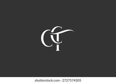 Diseño inicial del logotipo de la carta creativa de CCT. Diseño elegante del logotipo del monograma con los Elementos decorativos y la tipografía