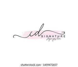 Initial CD beauty monogram and elegant logo design, handwriting logo of initial signature, wedding, fashion, floral and botanical with creative template.