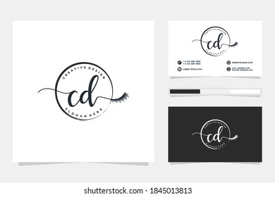Initial CD Feminine logo collections and business card template Premium Vector
