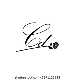 Initial CD handwriting flower typography ornament modern