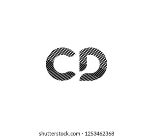 Initial CD Letter Abstract Stripes Transition Monogram Logotype
