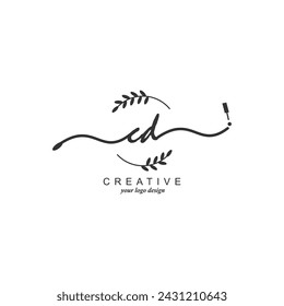 Initial CD logo handwriting botanical branding typography
