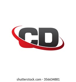 initial CD swoosh ring company logo red black