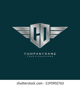 Initial CD wing logo template vector