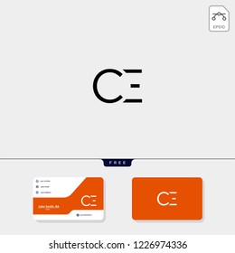 initial CE or EC creative logo template and business card include. vector illustration and logo inspiration