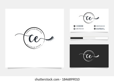 Erstmalige CE-Feminine-Logo-Kollektionen und Visitenkartenvorlage Premium Vektor
