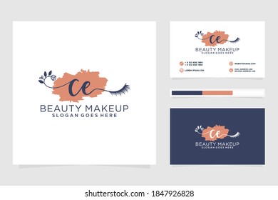 Initial CE Feminine logo collections and business card template Premium Vector

