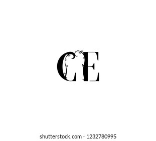 Initial CE Letter Linked Organic Flourishes Monogram Logotype