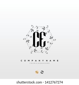 Initial CE letter luxury beauty flourishes ornament monogram logo - Vector