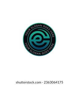
Initial CE letter round text in circle. Editable vector template.
