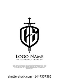 initial CE letter with shield style logo template vector
