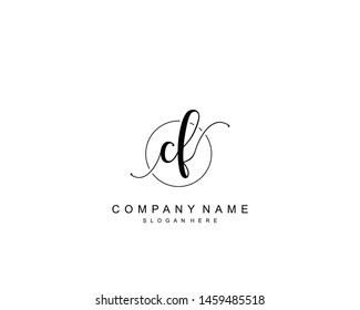 Initial CF beauty monogram and elegant logo design, handwriting logo of initial signature, wedding, fashion, floral and botanical with creative template.