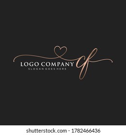 Initial CF beauty monogram and elegant logo design, handwriting logo of initial signature, wedding, fashion, floral and botanical with creative template.	
