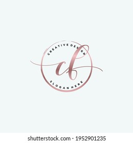 Initial CF beauty monogram and elegant logo design, handwriting logo of initial signature, wedding, fashion, floral and botanical with creative template.