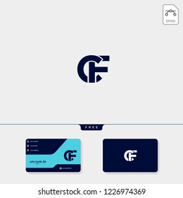 initial CF or FC creative logo template and business card include. vector illustration and logo inspiration