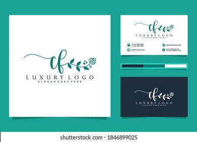 Erstmalige CF-Feminine-Logo-Kollektionen und Visitenkartenvorlage Premium Vector
