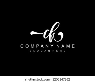 Initial CF handwriting logo vector