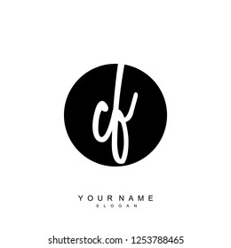 Initial CF handwriting logo vector