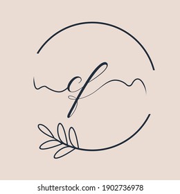 Initial CF logo Handwriting floral and botanical vector