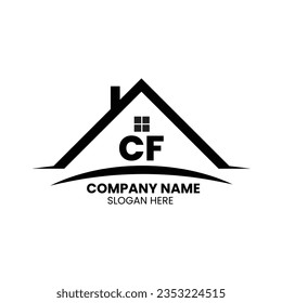 Initial CF real estate monogram logo template CF Vector icon, CF house or home icon