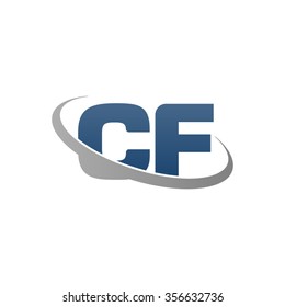 initial CF swoosh ring company logo blue gray