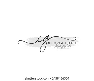 Initial CG beauty monogram and elegant logo design, handwriting logo of initial signature, wedding, fashion, floral and botanical with creative template.