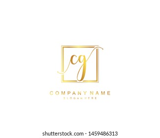 Initial CG beauty monogram and elegant logo design, handwriting logo of initial signature, wedding, fashion, floral and botanical with creative template.