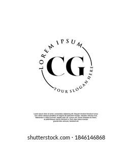 Initial CG beauty monogram and elegant logo design, handwriting logo of initial signature, wedding, fashion, floral and botanical with creative template.