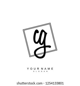 Initial CG handwriting logo vector