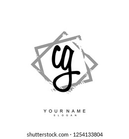 Initial CG handwriting logo vector