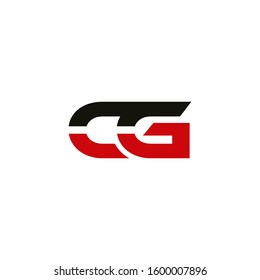 Initial CG icon design template elements for business company logo. Outstanding professional elegant trendy awesome artistic black and red color. Logotype idea vector isolated on white background.