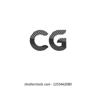 Initial CG Letter Abstract Stripes Transition Monogram Logotype