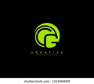 Initial CG Letter Isolated Abstract Green Rounded Element Logo 