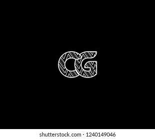 initial CG letter linked zig zag dots pattern modern monogram logo
