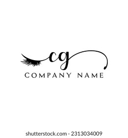 initial CG Logo lash logo eyelash vector modern symbols makeup
