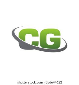 initial CG swoosh ring company logo green gray