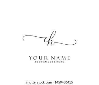 Initial CH beauty monogram and elegant logo design, handwriting logo of initial signature, wedding, fashion, floral and botanical with creative template.