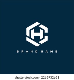 Initial CH and HC hexagon logo vector