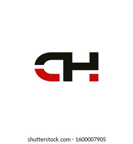 Initial CH icon design template elements for business company logo. Outstanding professional elegant trendy awesome artistic black and red color. Logotype idea vector isolated on white background.