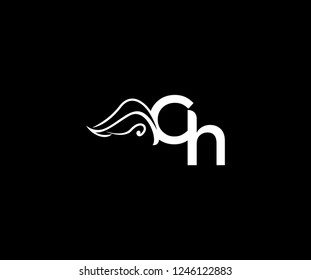 Initial CH Letter Linked Monogram Tribal Wings Logotype