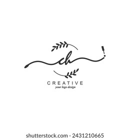 Initial CH logo handwriting botanical branding typography