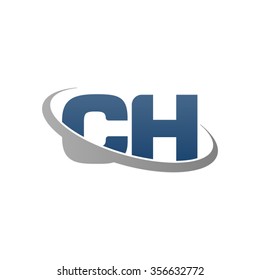 initial CH swoosh ring company logo blue gray
