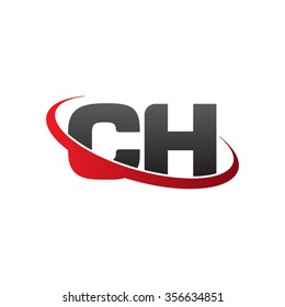 initial CH swoosh ring company logo red black