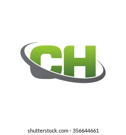 initial CH swoosh ring company logo green gray