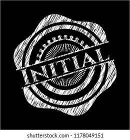 Initial chalkboard emblem on black board