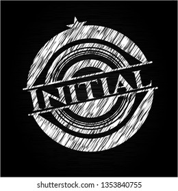 Initial chalkboard emblem on black board