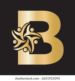 Logotipo beneficente inicial combinado com o modelo de vetor da letra B
