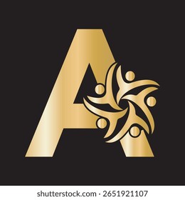 Logo de bienfaisance initial combiné avec la lettre A template d'Image vectorielle