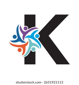 Logotipo inicial de la organización benéfica combinado con la letra K Vector Plantilla