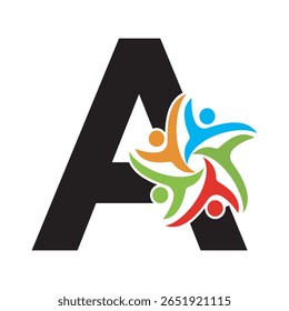 Logo de bienfaisance initial combiné avec la lettre A template d'Image vectorielle
